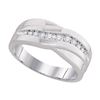 Image 1 : Mens Round Diamond Single Row Wedding Band Ring 1/4 Cttw 10kt White Gold - REF-26H5R