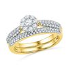 Image 1 : Round Diamond Cluster Bridal Wedding Ring Band Set 5/8 Cttw 10kt Yellow Gold - REF-36W9K