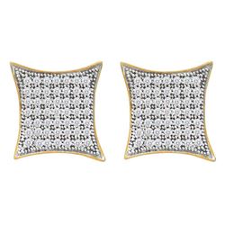 Womens Round Pave-set Diamond Square Kite Cluster Earrings 1/3 Cttw 10kt Yellow Gold - REF-17K5Y