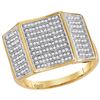 Image 1 : Mens Round Pave-set Diamond Concave Rectangle Cluster Ring 1/2 Cttw 10kt Yellow Gold - REF-54F9W