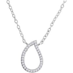 Womens Round Diamond Fashion Necklace 1/10 Cttw 10kt White Gold - REF-10R5X