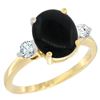 Image 1 : 1.75 CTW Onyx & Diamond Ring 14K Yellow Gold - REF-66H8M