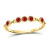 Image 1 : Womens Round Ruby Dot Stackable Band Ring 1/5 Cttw 10kt Yellow Gold - REF-8R5X