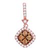 Image 1 : Womens Round Diamond Offset Square Pendant 1/2 Cttw 14kt Rose Gold - REF-30W5K