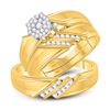 Image 1 : His Hers Round Diamond Cluster Matching Wedding Set 1/3 Cttw 10kt Yellow Gold - REF-49R9X