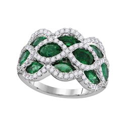 Womens Marquise Emerald Diamond Fashion Ring 3 Cttw 18kt White Gold - REF-186F5W