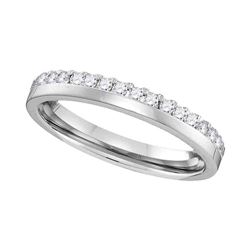 Womens Round Diamond Wedding Band Ring 1/5 Cttw 14kt White Gold - REF-27M9H