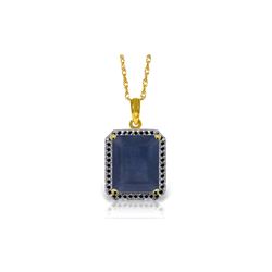 Genuine 6.6 ctw Sapphire & Black Diamond Necklace 14KT Yellow Gold - REF-100N6R