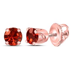 Womens Round Red Color Enhanced Diamond Solitaire Earrings 1/4 Cttw 10kt Rose Gold - REF-12A9M