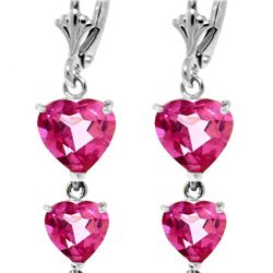 Genuine 6 ctw Pink Topaz Earrings 14KT White Gold - REF-68N4R