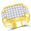 Image 1 : Mens Round Diamond Rectangle Cluster Ring 3 Cttw 10kt Yellow Gold - REF-164R5X