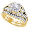 Image 1 : Round Diamond Bridal Wedding Ring Band Set 1-1/2 Cttw 14kt Yellow Gold - REF-255X5A