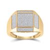 Image 1 : Mens Round Diamond Square Ring 3/8 Cttw 10kt Yellow Gold - REF-43R5X