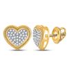 Image 1 : Womens Round Diamond Heart Cluster Earrings 1/5 Cttw 10kt Yellow Gold - REF-16N9F