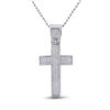 Image 1 : Mens Round Diamond Cross Charm Pendant 1/2 Cttw 10kt White Gold - REF-35R9X