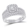 Image 1 : Round Diamond Bridal Wedding Ring Band Set 1 Cttw 10kt White Gold - REF-82R9X