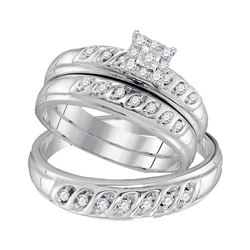 His Hers Round Diamond Solitaire Matching Wedding Set 1/3 Cttw 10kt White Gold - REF-33K5Y