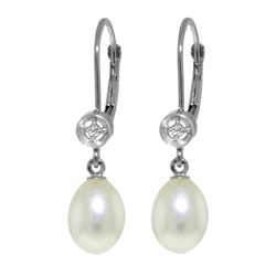 Genuine 8.03 ctw Pearl & Diamond Earrings 14KT White Gold - REF-25T9A