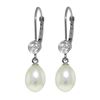 Image 1 : Genuine 8.03 ctw Pearl & Diamond Earrings 14KT White Gold - REF-25T9A