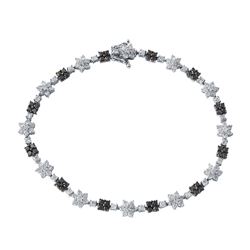 2.88 CTW White & Black Diamond Bracelet 14K White Gold - REF-123M9F