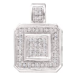 Womens Round Diamond Square Pendant 1/6 Cttw 10kt White Gold - REF-13M9H