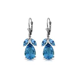 Genuine 13 ctw Blue Topaz Earrings 14KT White Gold - REF-61A2K