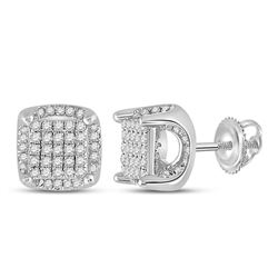 Womens Round Diamond Square Earrings 1/2 Cttw 10kt White Gold - REF-18H5R