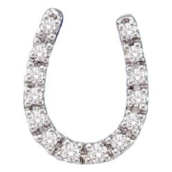 Womens Round Diamond Horseshoe Pendant 1/10 Cttw 14kt White Gold - REF-9R5X