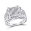 Image 1 : Mens Round Diamond Square Cluster Ring 3/8 Cttw 10kt White Gold - REF-30R5X