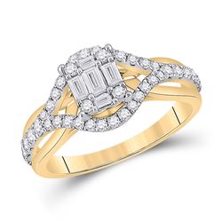 Womens Baguette Diamond Fashion Ring 3/4 Cttw 14kt Yellow Gold - REF-71H9R