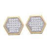 Image 1 : Womens Round Diamond Hexagon Cluster Earrings 1/5 Cttw 10kt Yellow Gold - REF-19A5M