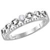 Image 1 : Womens Round Diamond Rolo Link Stackable Band Ring 1/12 Cttw 14kt White Gold - REF-15X5A