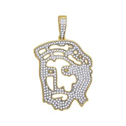 Mens Round Diamond Jesus Face Charm Pendant 1 Cttw 10kt Yellow Gold - REF-47H9R