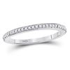 Image 1 : Womens Round Diamond Single Row Stackable Band Ring 1/8 Cttw 10kt White Gold - REF-14Y5N