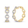 Image 1 : Womens Round Diamond Cable Link Hoop Earrings 1/3 Cttw 10kt Yellow Gold - REF-32Y5N