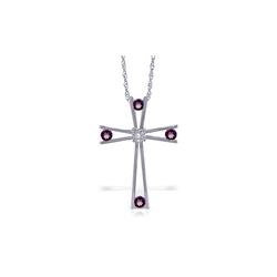 Genuine 0.43 ctw Amethyst & Diamond Necklace 14KT White Gold - REF-76H7X