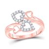 Image 1 : Womens Round Diamond Double Heart Ring 1/4 Cttw 10kt Rose Gold - REF-22K5Y