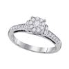 Image 1 : Round Diamond Cluster Bridal Wedding Engagement Ring 1/2 Cttw 10kt White Gold - REF-40M9H