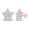 Image 1 : Womens Round Diamond Star Earrings 1/6 Cttw 14kt Rose Gold - REF-9F9W