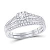 Image 1 : Princess Diamond Bridal Wedding Ring Band Set 1/2 Cttw 14kt White Gold - REF-52M9H
