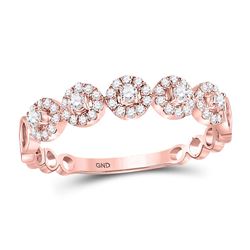 Womens Round Diamond Halo Stackable Band Ring 1/3 Cttw 10kt Rose Gold - REF-24X9A