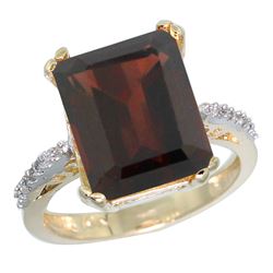 5.52 CTW Garnet & Diamond Ring 10K Yellow Gold - REF-46R3H