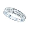 Image 1 : Womens Round Diamond Double Row Milgrain Band Ring 1/2 Cttw 14kt White Gold - REF-49H9R