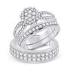 Image 1 : His Hers Round Diamond Cluster Matching Wedding Set 1-3/4 Cttw 14kt White Gold - REF-131K5Y