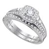Image 1 : Round Diamond Bridal Wedding Ring Band Set 1/2 Cttw 10k White Gold - REF-41N9F