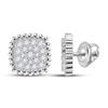 Image 1 : Womens Round Diamond Square Cluster Earrings 1/3 Cttw 10kt White Gold - REF-25K9Y