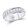 Image 1 : Womens Round Diamond Single Row Band Ring 1/2 Cttw 10kt White Gold - REF-36Y9N