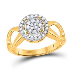 Womens Round Diamond Circle Cluster Ring 1/4 Cttw 10kt Yellow Gold - REF-21N5F