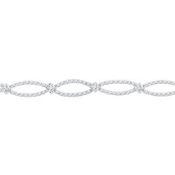 Womens Round Diamond Link Fashion Bracelet 1-1/2 Cttw 10kt White Gold - REF-65F5W