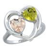 Image 1 : 1.91 CTW Diamond, Morganite & Lemon Quartz Ring 10K White Gold - REF-26K2W
